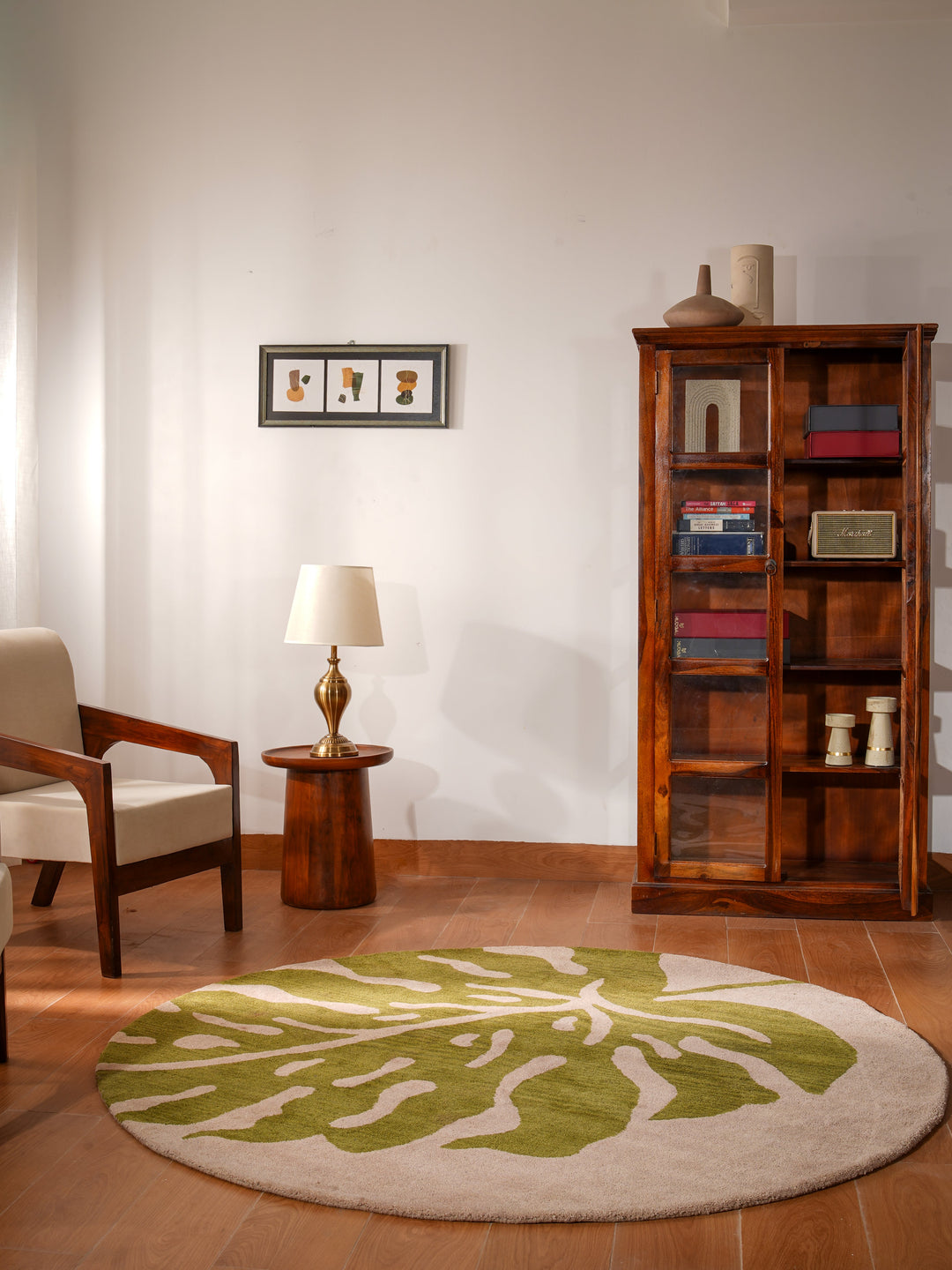 Hand Tufted Beige Green Wool Floral Rug