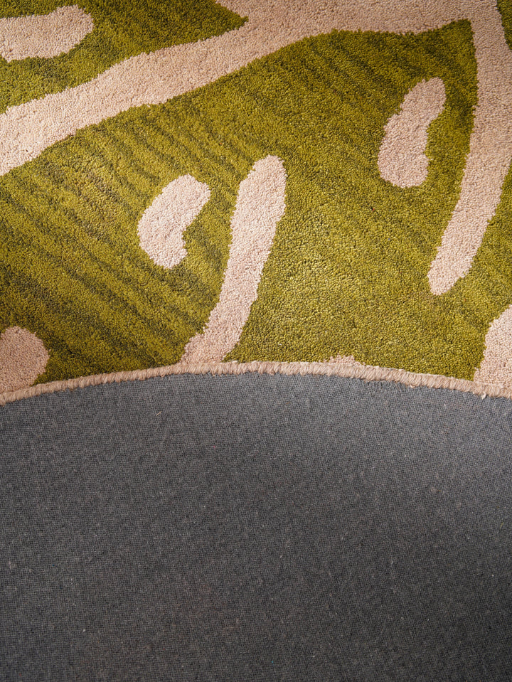 Hand Tufted Beige Green Wool Floral Rug