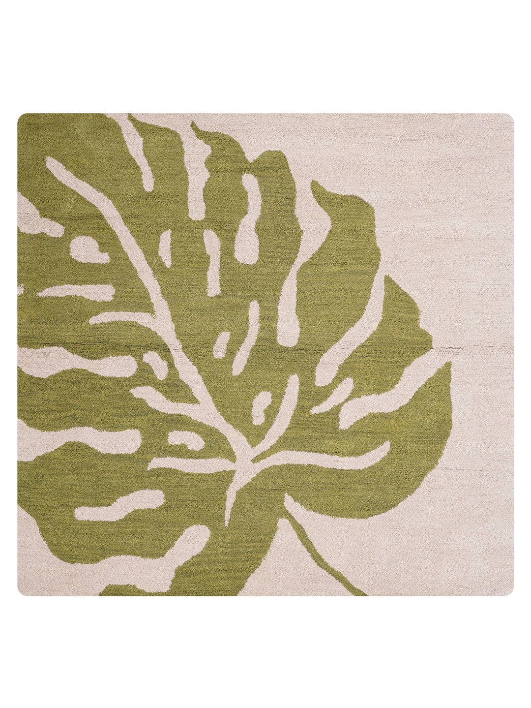 Hand Tufted Beige Green Wool Floral Rug