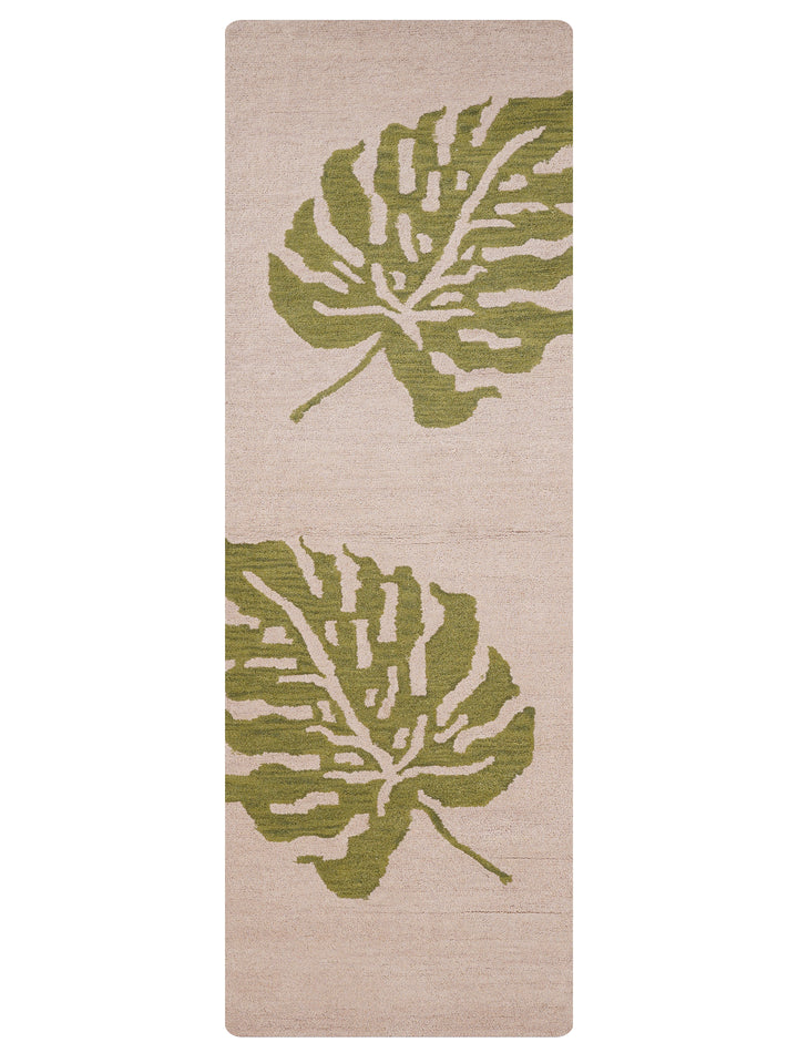 Hand Tufted Beige Green Wool Floral Rug