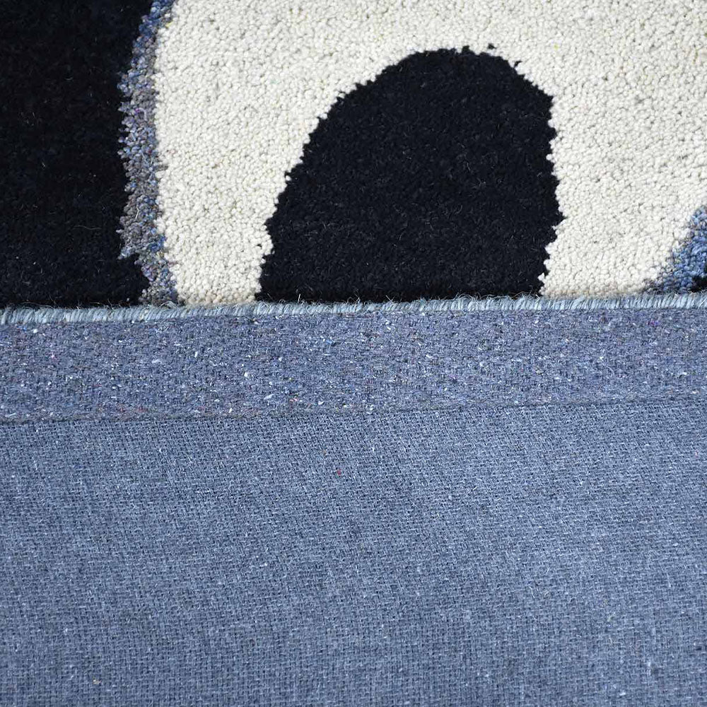 Hand Tufted Wool Area Rug Floral Blue K00718