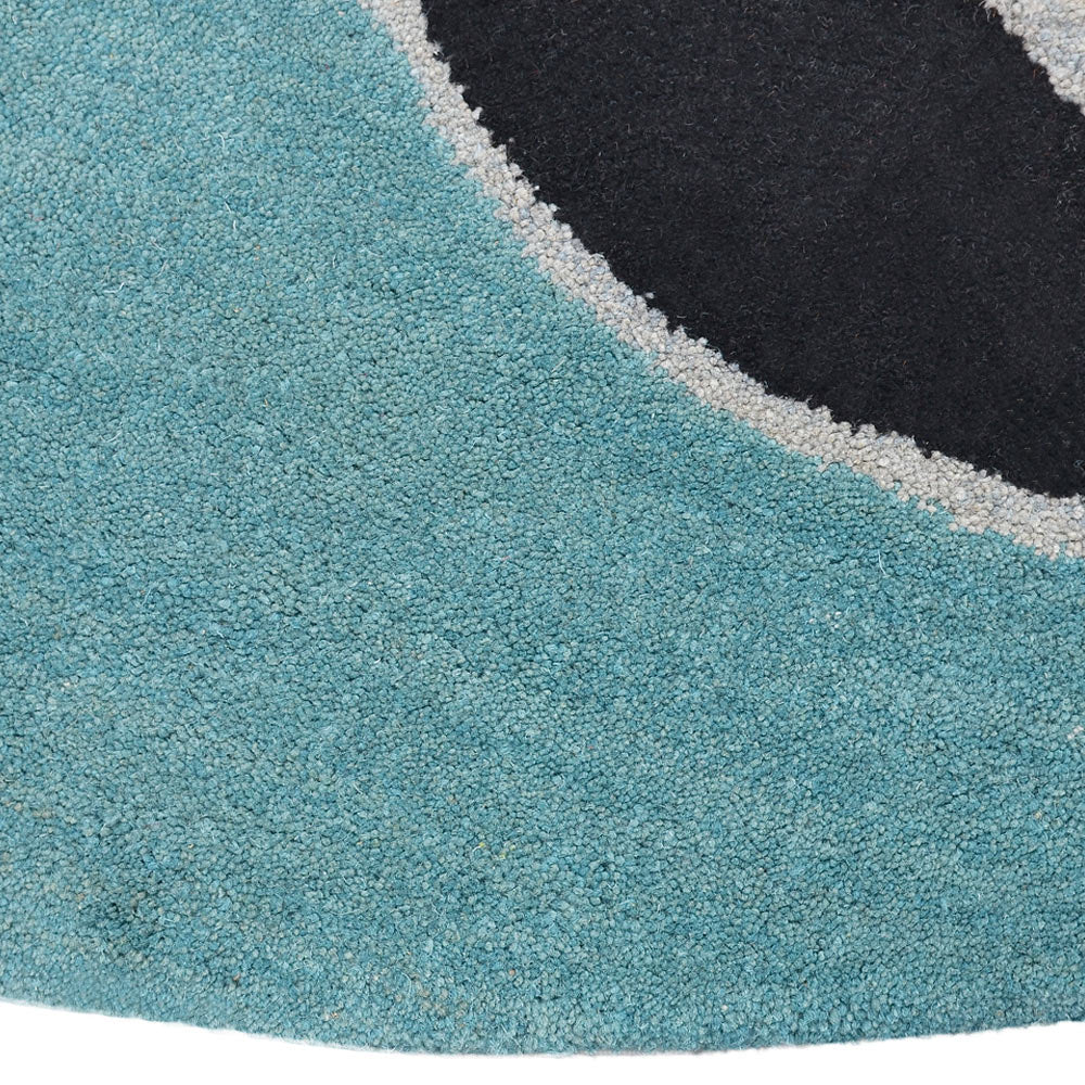 Hand Tufted Wool Area Rug Floral Blue K00718