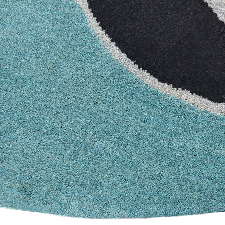 Hand Tufted Wool Area Rug Floral Blue K00718