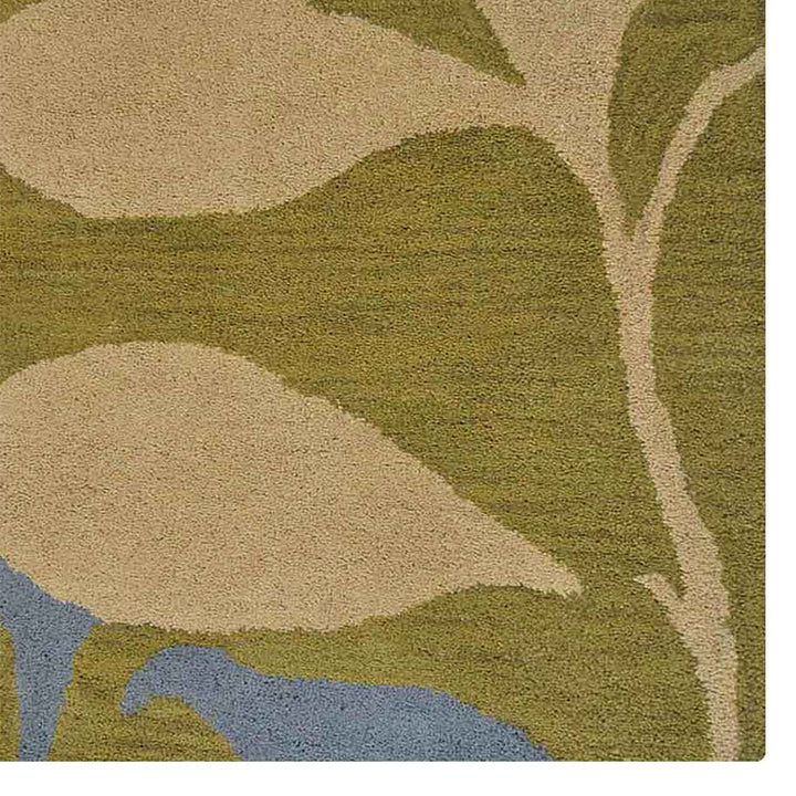 Hand Tufted Wool Area Rug Floral Green K00102