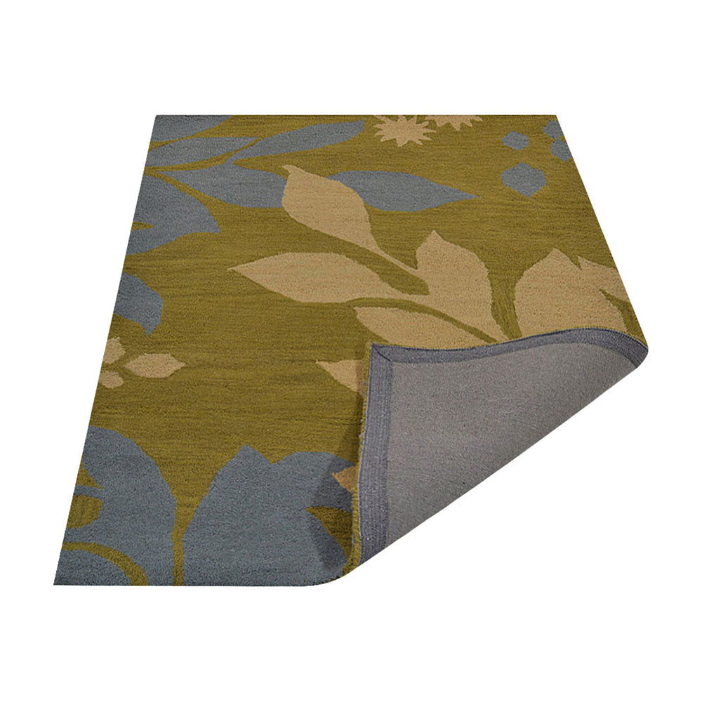 Hand Tufted Wool Area Rug Floral Green K00102
