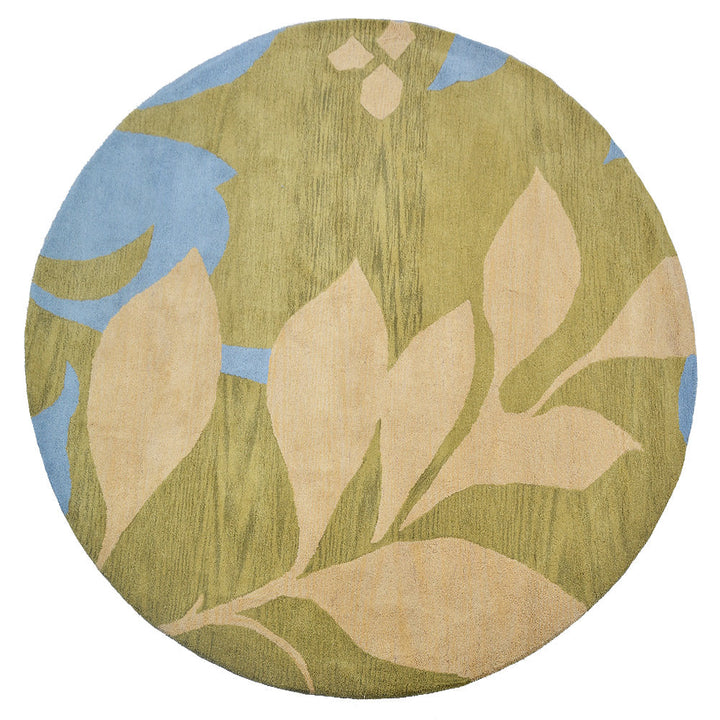 Hand Tufted Wool Area Rug Floral Green K00102