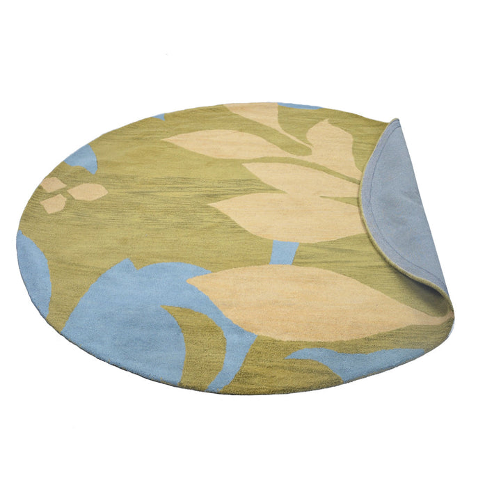 Hand Tufted Wool Area Rug Floral Green K00102