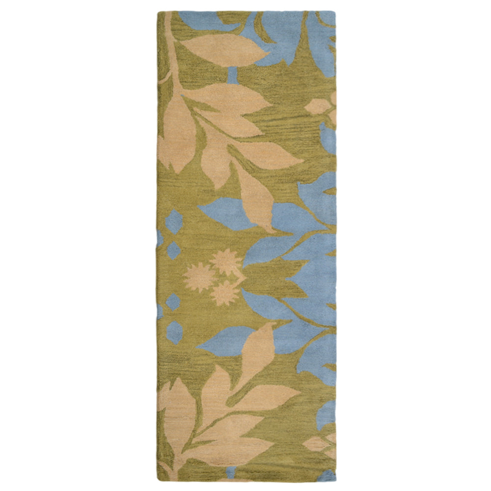 Hand Tufted Wool Area Rug Floral Green K00102