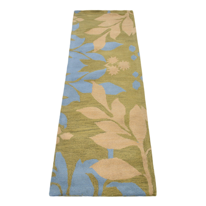 Hand Tufted Wool Area Rug Floral Green K00102