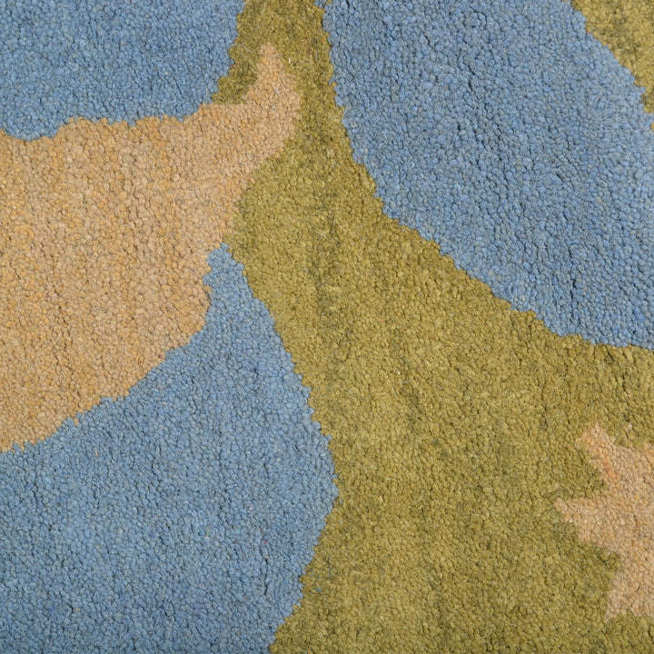 Hand Tufted Wool Area Rug Floral Green K00102