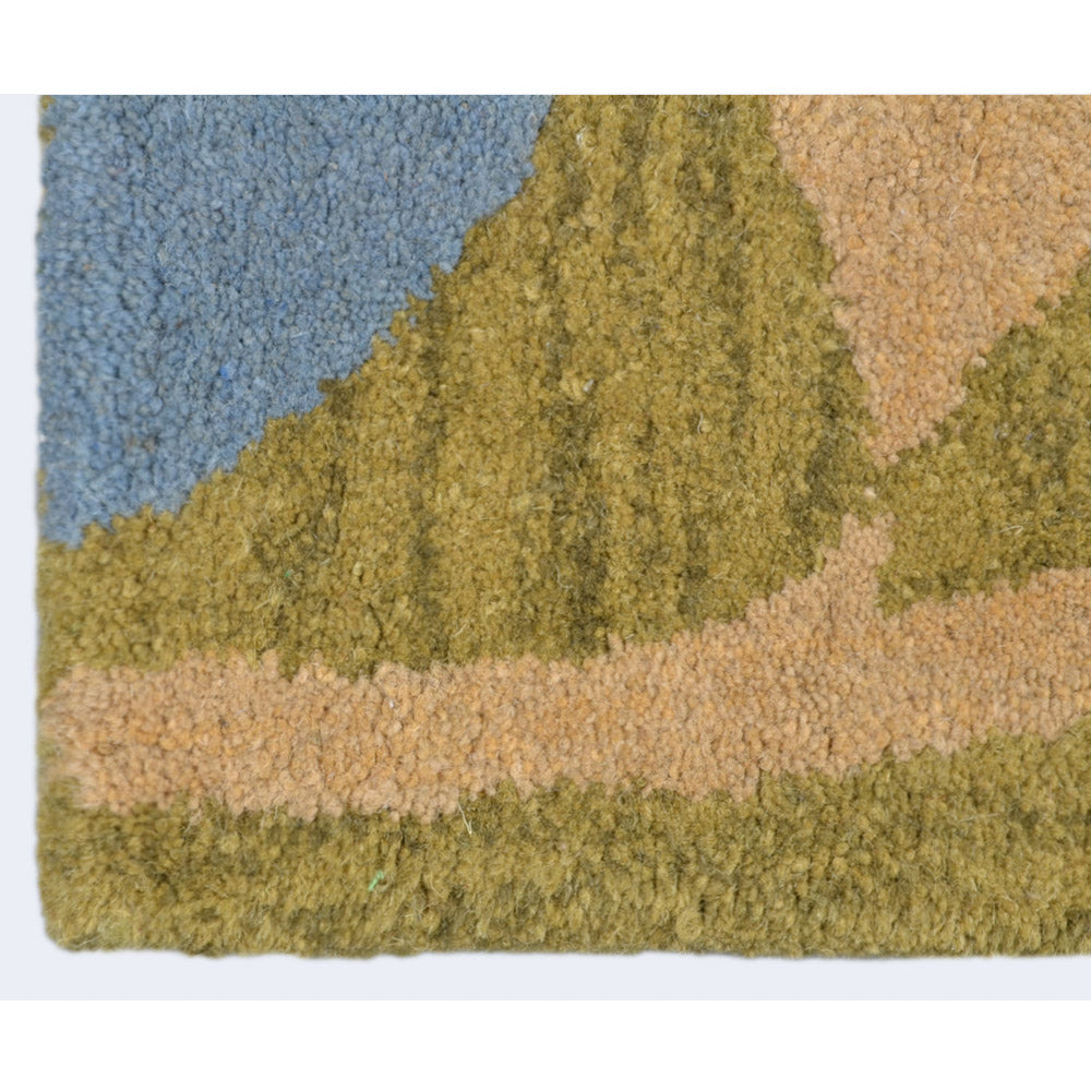Hand Tufted Wool Area Rug Floral Green K00102