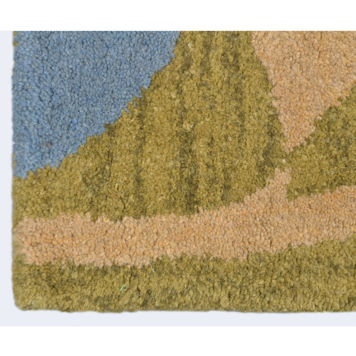 Hand Tufted Wool Area Rug Floral Green K00102