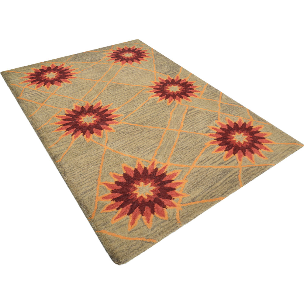 Hand Tufted Wool Area Rug Floral Cream K00720