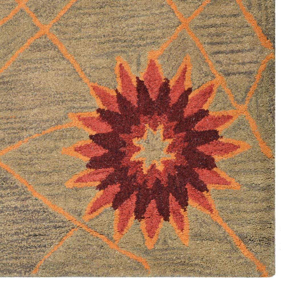 Hand Tufted Wool Area Rug Floral Cream K00720
