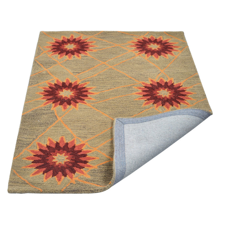 Hand Tufted Wool Area Rug Floral Cream K00720