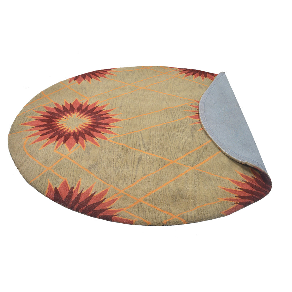 Hand Tufted Wool Area Rug Floral Cream K00720