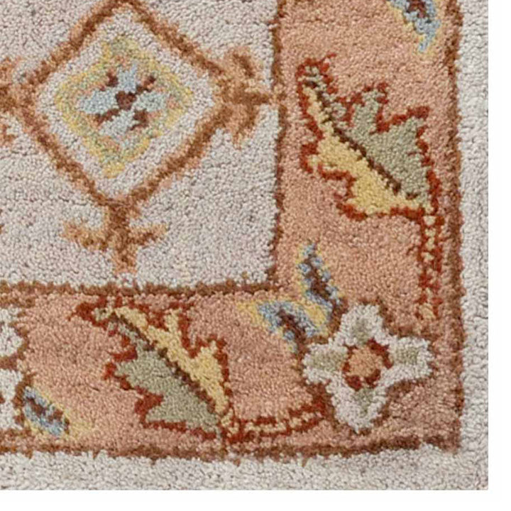 Hand Tufted Wool Area Rug Oriental Cream Brown K00721