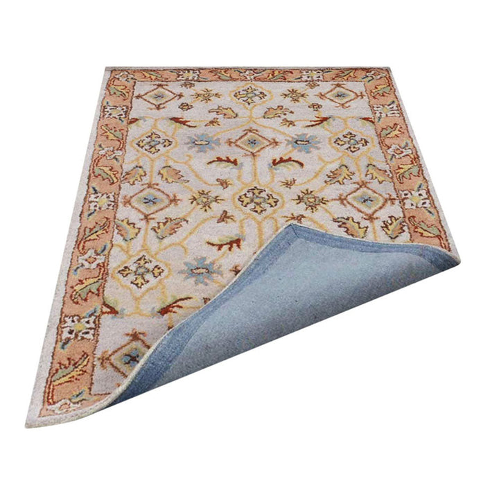Hand Tufted Wool Area Rug Oriental Cream Brown K00721