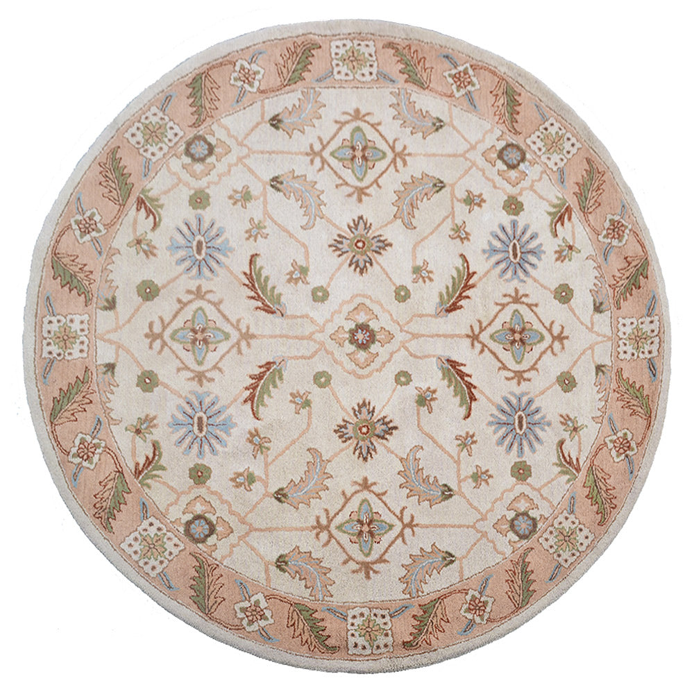 Hand Tufted Wool Area Rug Oriental Cream Brown K00721