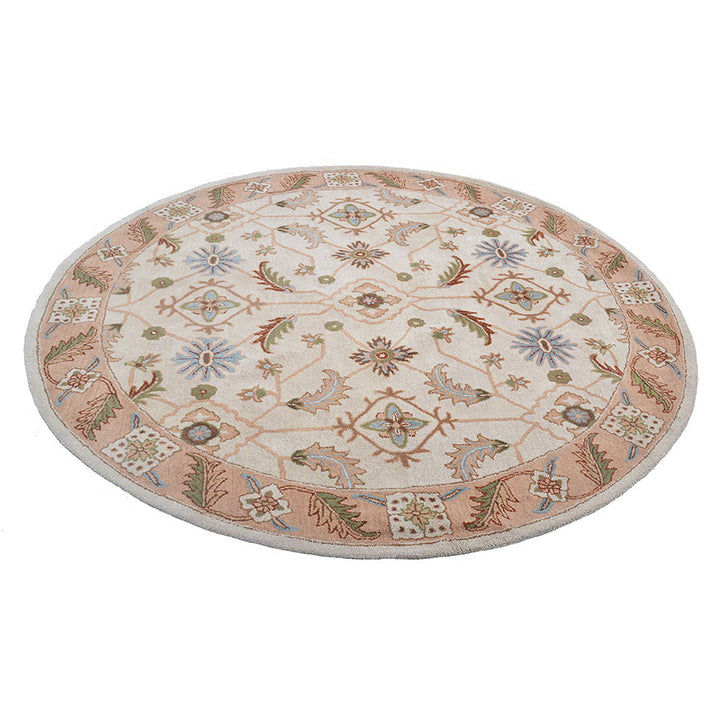 Hand Tufted Wool Area Rug Oriental Cream Brown K00721