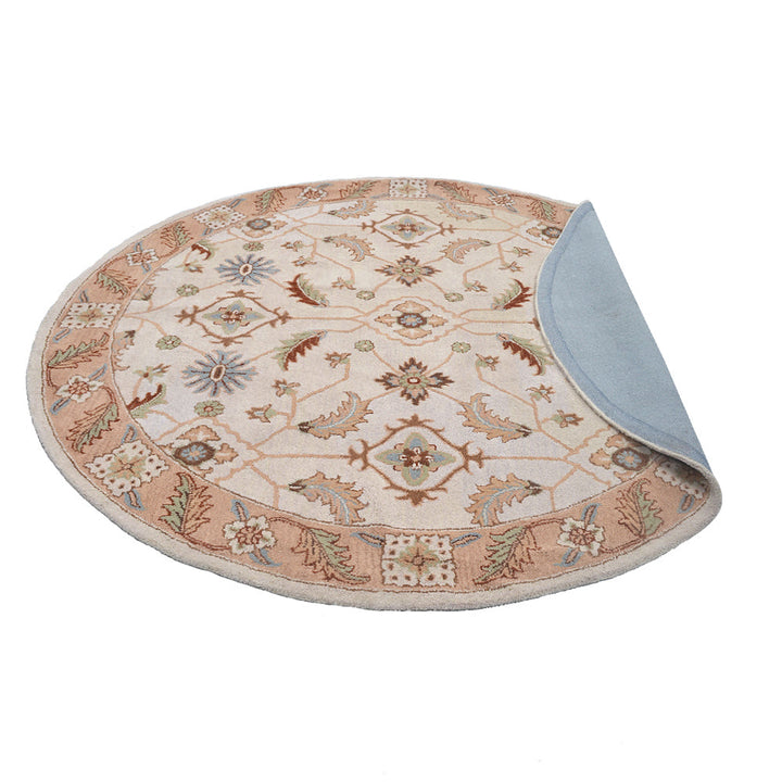 Hand Tufted Wool Area Rug Oriental Cream Brown K00721