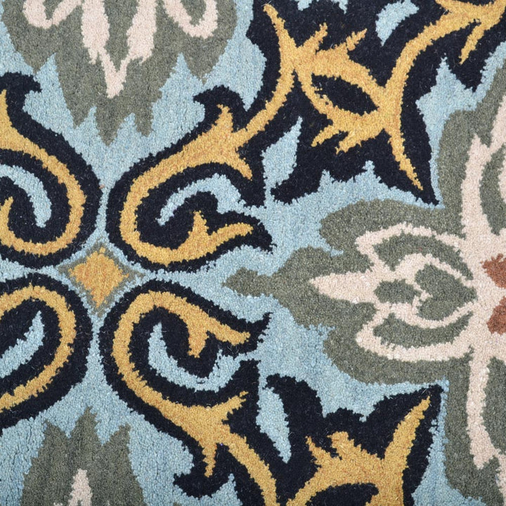 Hand Tufted Wool Area Rug Floral Blue K00722