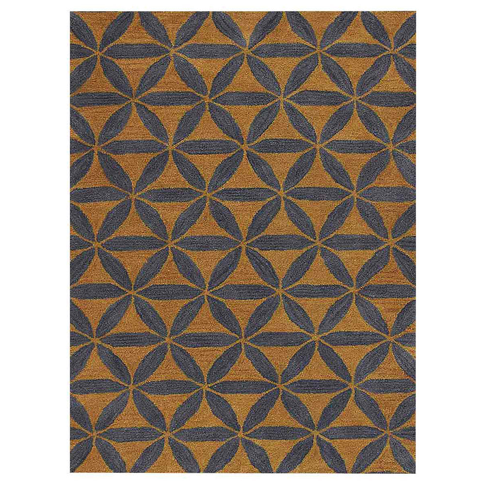 Hand Tufted Wool Wool Area Rug Contemporary Gold Blue K00723