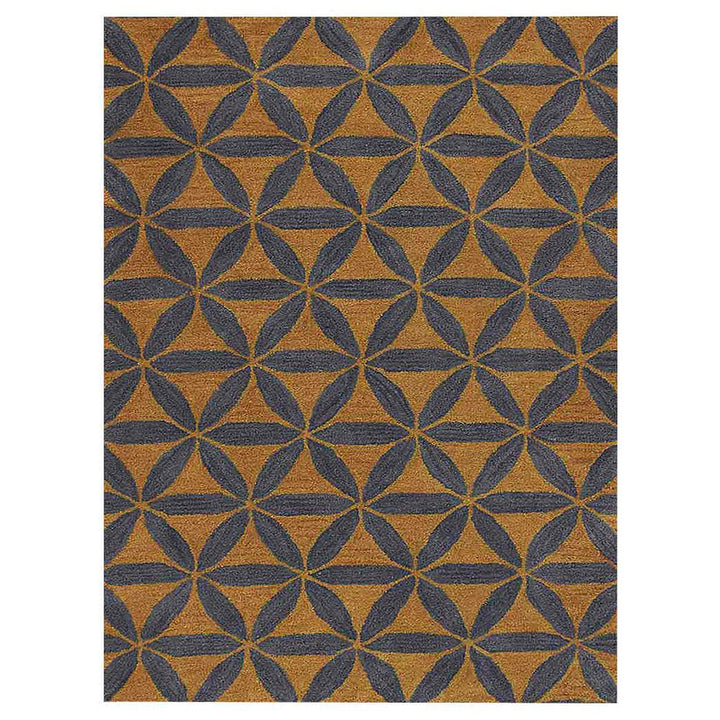 Hand Tufted Wool Wool Area Rug Contemporary Gold Blue K00723