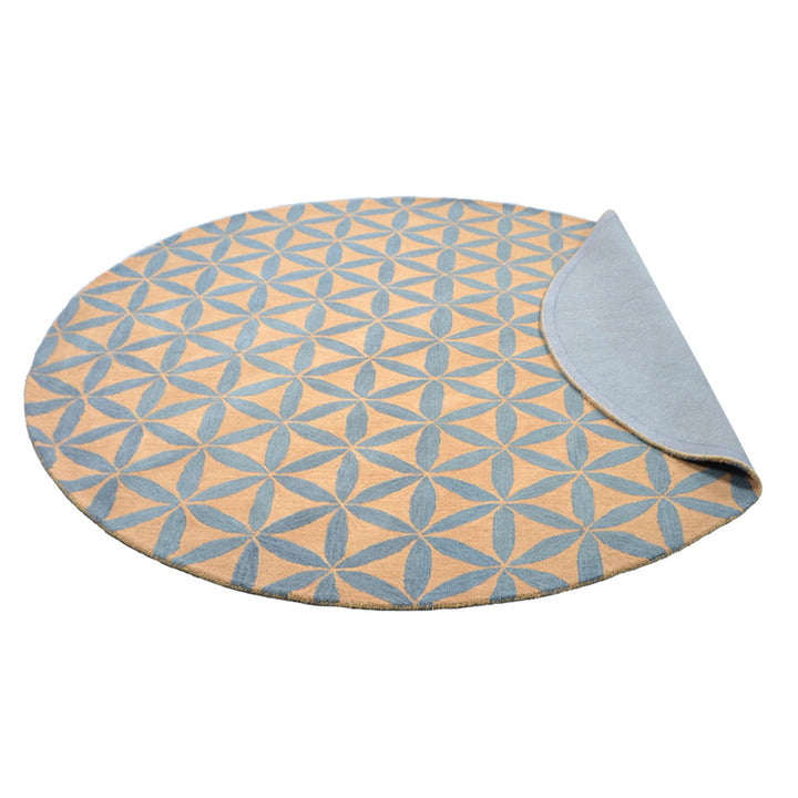 Hand Tufted Wool Wool Area Rug Contemporary Gold Blue K00723