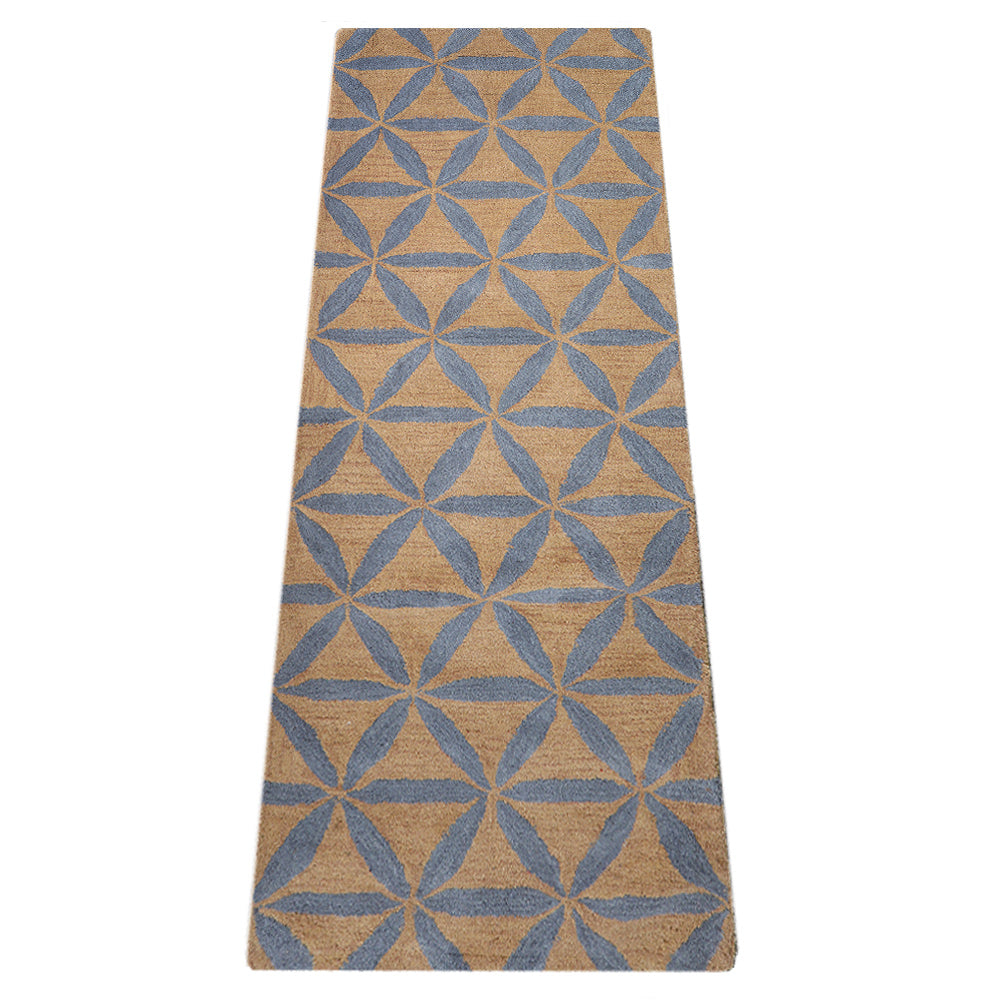 Hand Tufted Wool Wool Area Rug Contemporary Gold Blue K00723