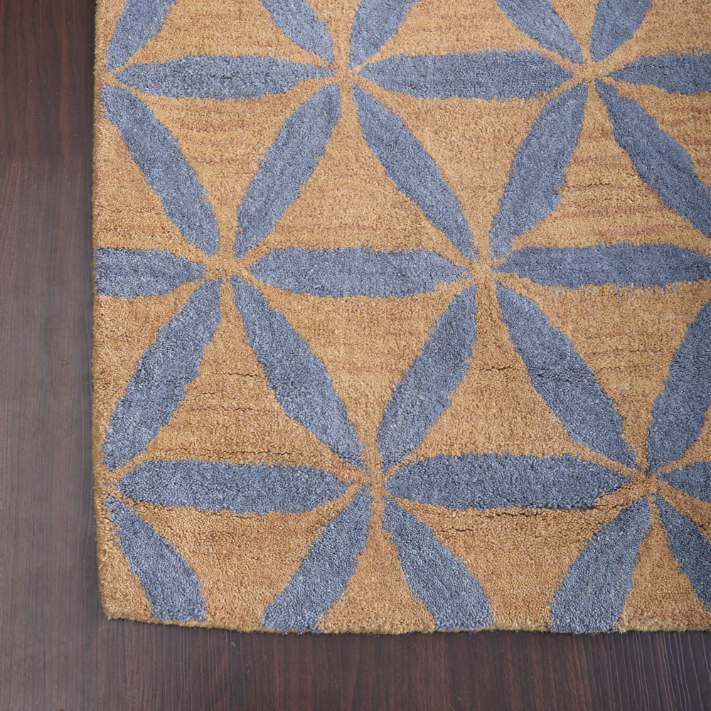 Hand Tufted Wool Wool Area Rug Contemporary Gold Blue K00723