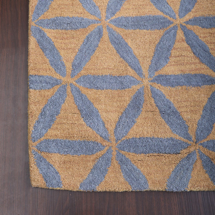 Hand Tufted Wool Wool Area Rug Contemporary Gold Blue K00723