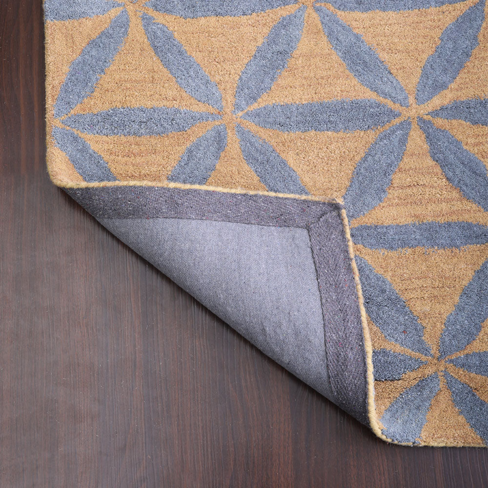 Hand Tufted Wool Wool Area Rug Contemporary Gold Blue K00723