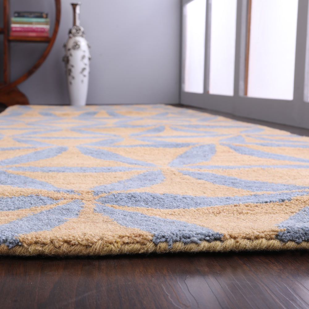 Hand Tufted Wool Wool Area Rug Contemporary Gold Blue K00723