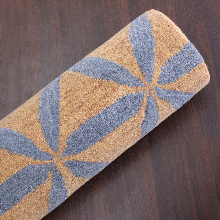 Hand Tufted Wool Wool Area Rug Contemporary Gold Blue K00723