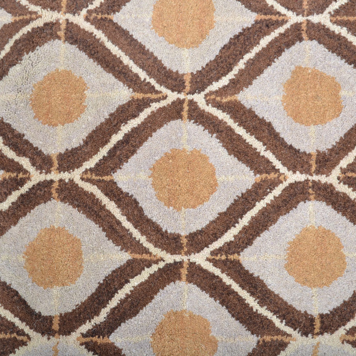 Hand Tufted Wool Area Rug Geometric Beige Brown K00724