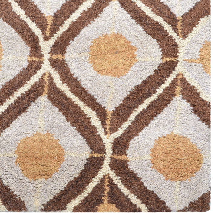 Hand Tufted Wool Area Rug Geometric Beige Brown K00724
