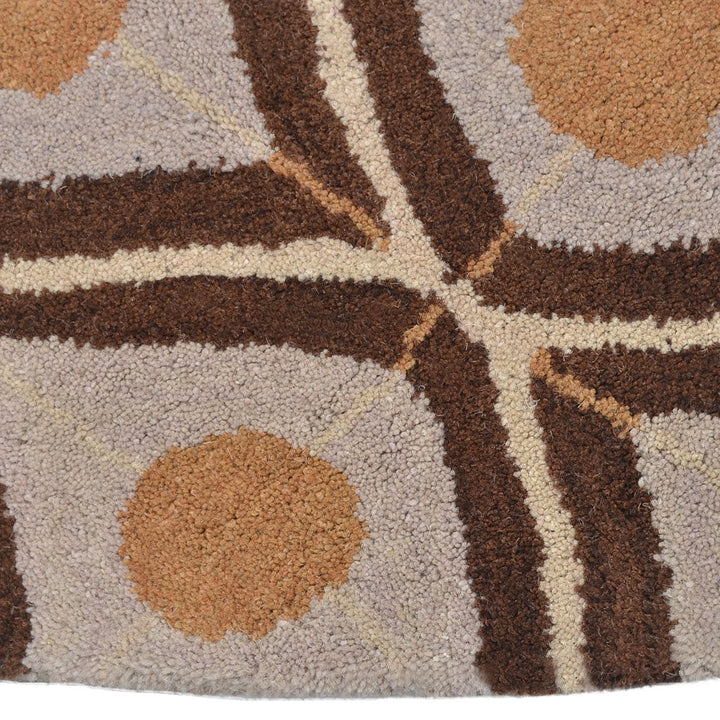 Hand Tufted Wool Area Rug Geometric Beige Brown K00724