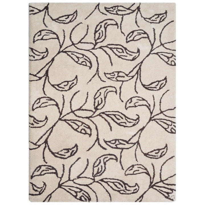 Hand Tufted Wool Area Rug Floral Beige Brown K00726