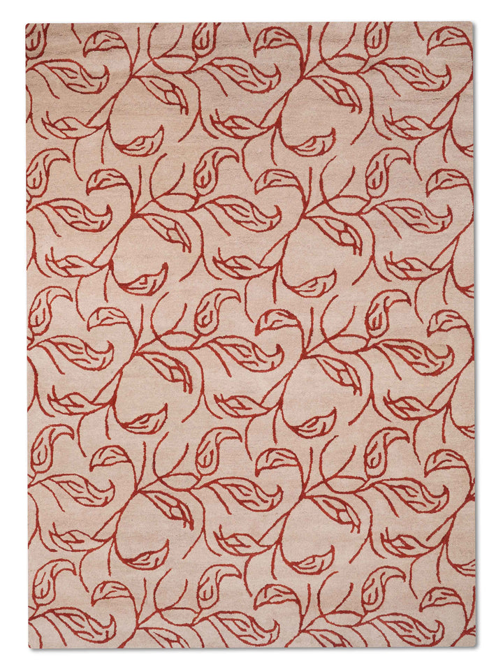 Hand Tufted Wool Area Rug Floral Beige Brown K00726