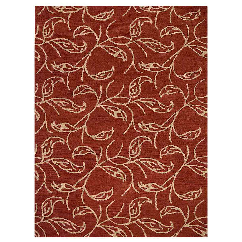Hand Tufted Wool Area Rug Floral Beige Brown K00726
