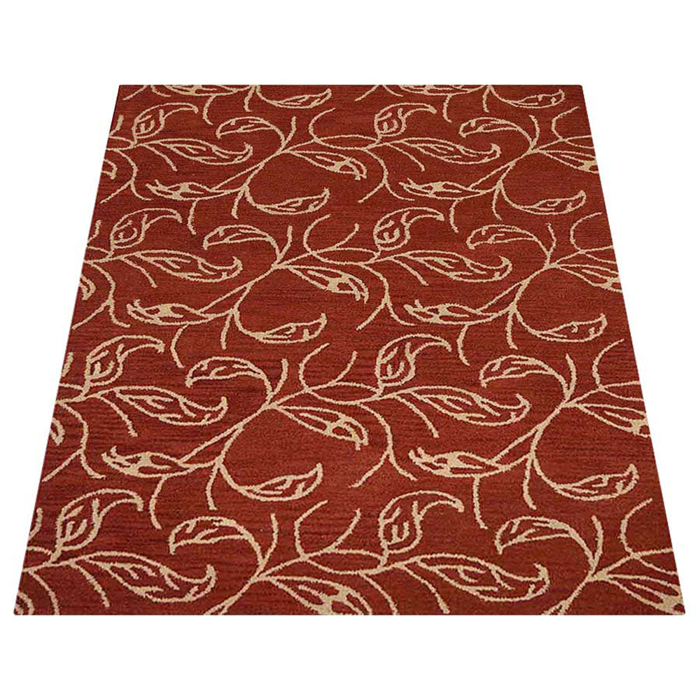 Hand Tufted Wool Area Rug Floral Beige Brown K00726