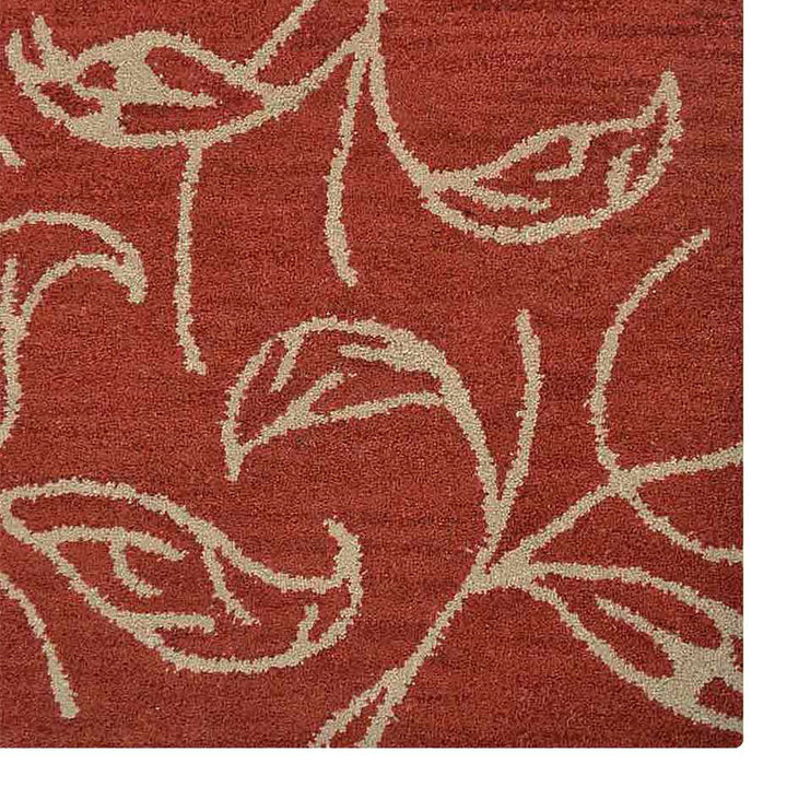 Hand Tufted Wool Area Rug Floral Beige Brown K00726