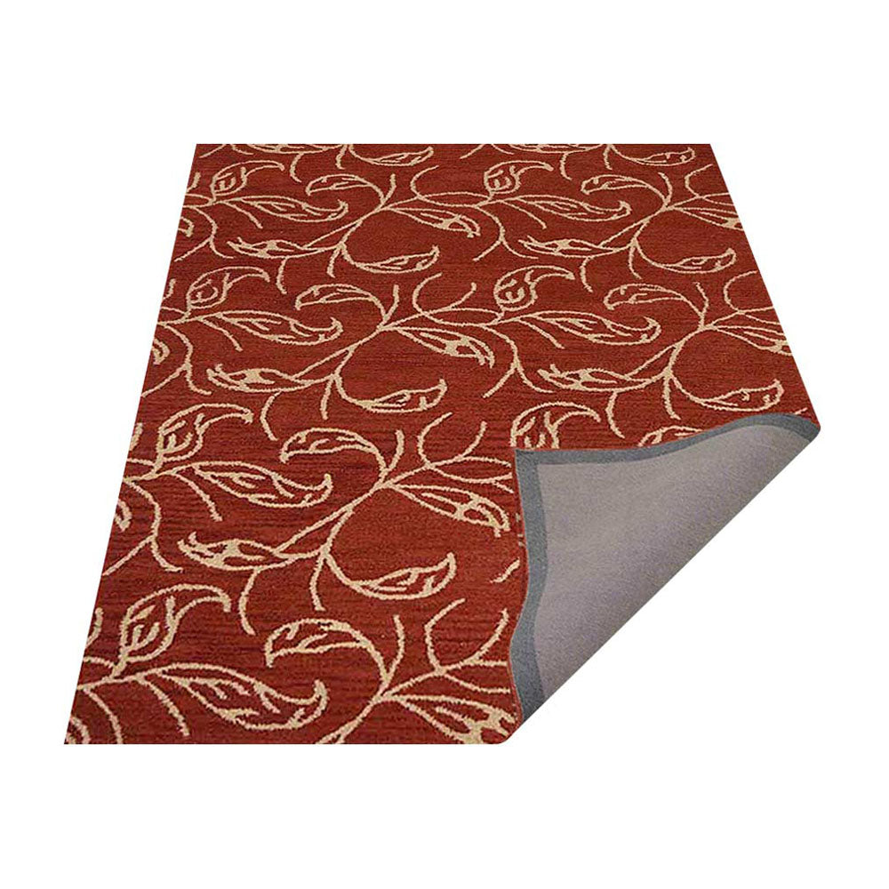 Hand Tufted Wool Area Rug Floral Beige Brown K00726