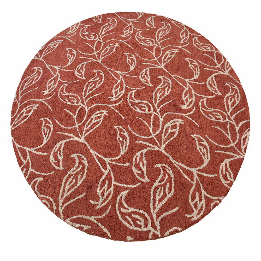 Hand Tufted Wool Area Rug Floral Beige Brown K00726