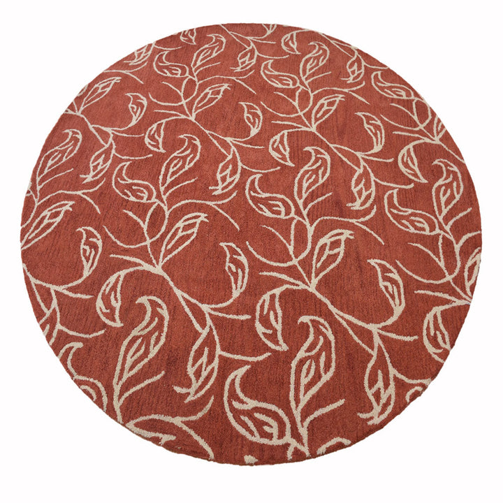 Hand Tufted Wool Area Rug Floral Beige Brown K00726
