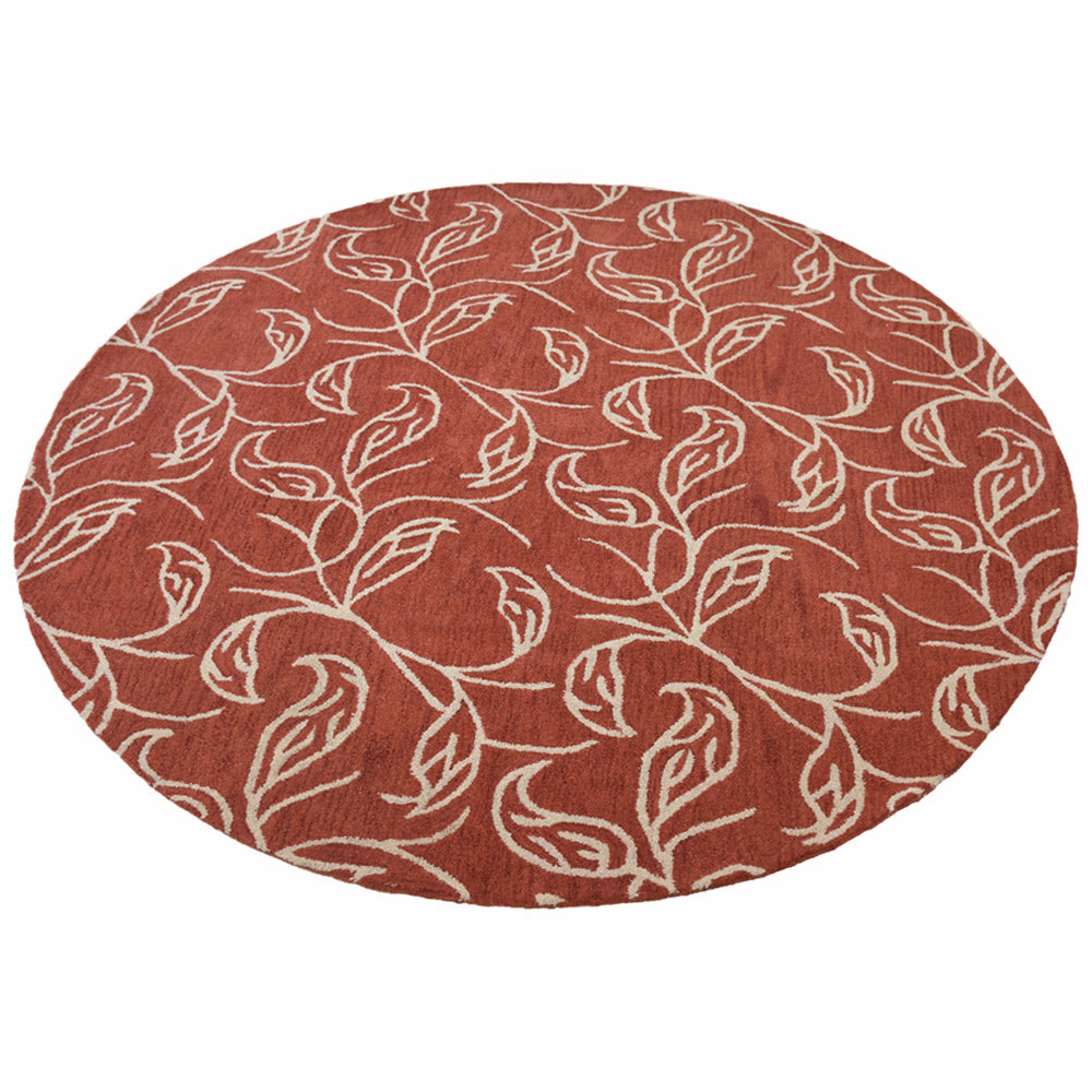 Hand Tufted Wool Area Rug Floral Beige Brown K00726