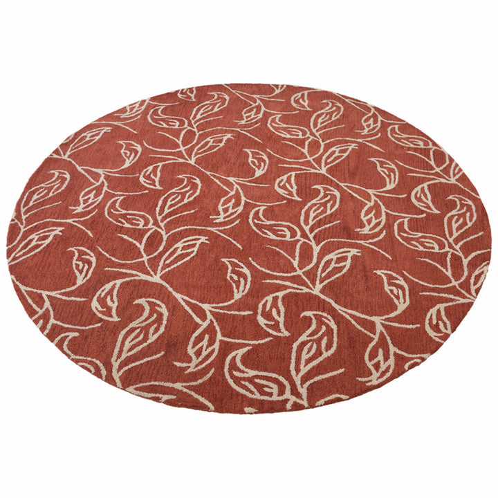 Hand Tufted Wool Area Rug Floral Beige Brown K00726