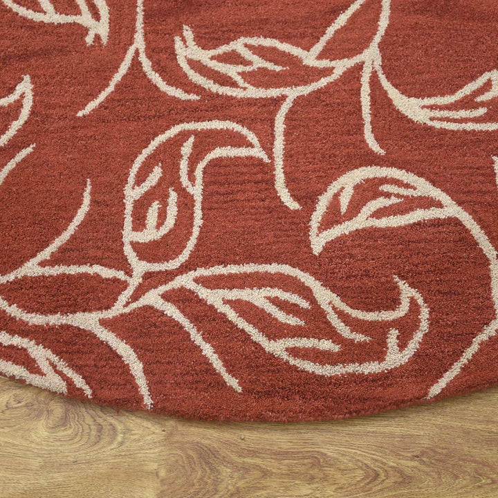 Hand Tufted Wool Area Rug Floral Beige Brown K00726