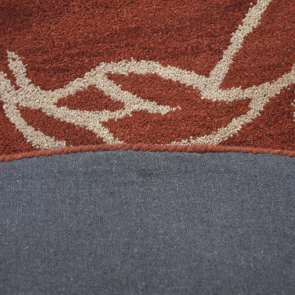Hand Tufted Wool Area Rug Floral Beige Brown K00726